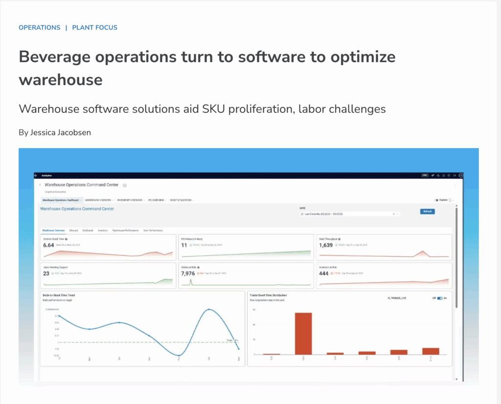 Beverage operations turn to software to optimize warehouse