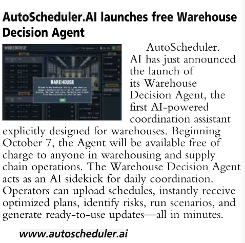 AutoScheduler.AI launches free Warehouse Decision Agent